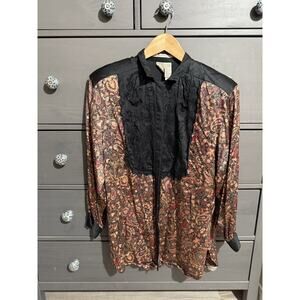Vintage 80's Mercedes and Adrienne silk blouse size 8 Beaded Embroidered Paisley
